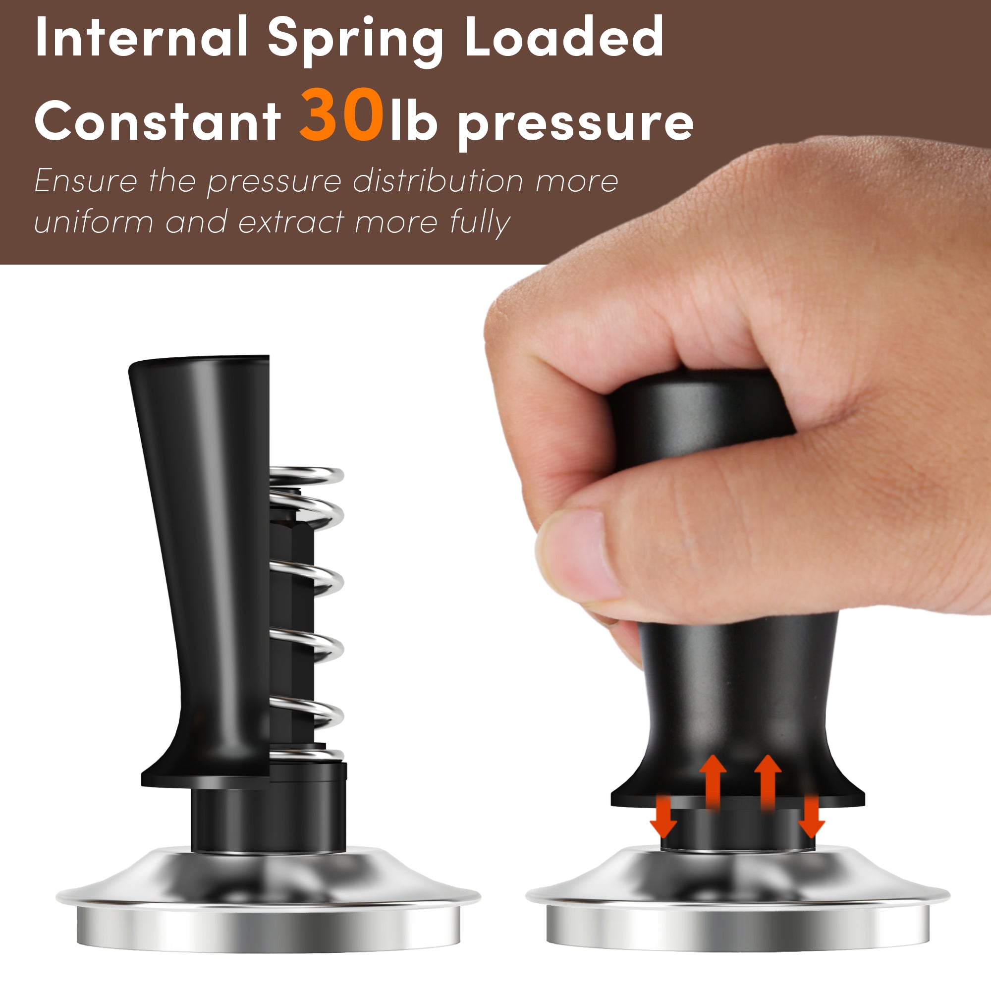 51mm Espresso Tamper Wirsh Spring Loaded Constant Pressure Tamper