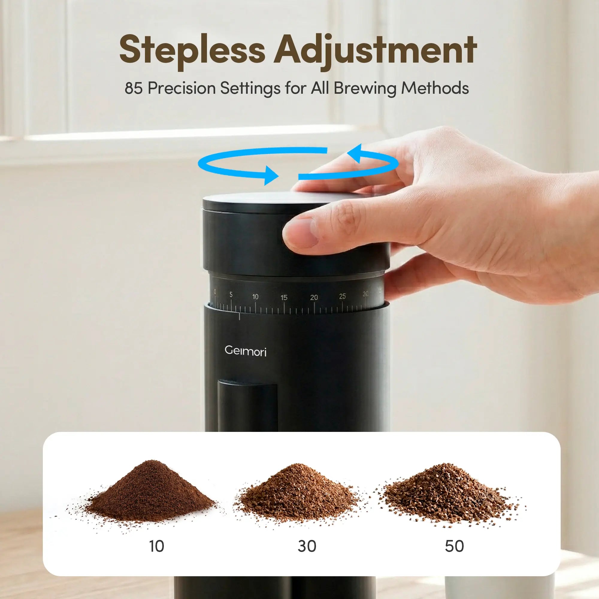 Geimori GU63 coffee grinder with stepless adjustment