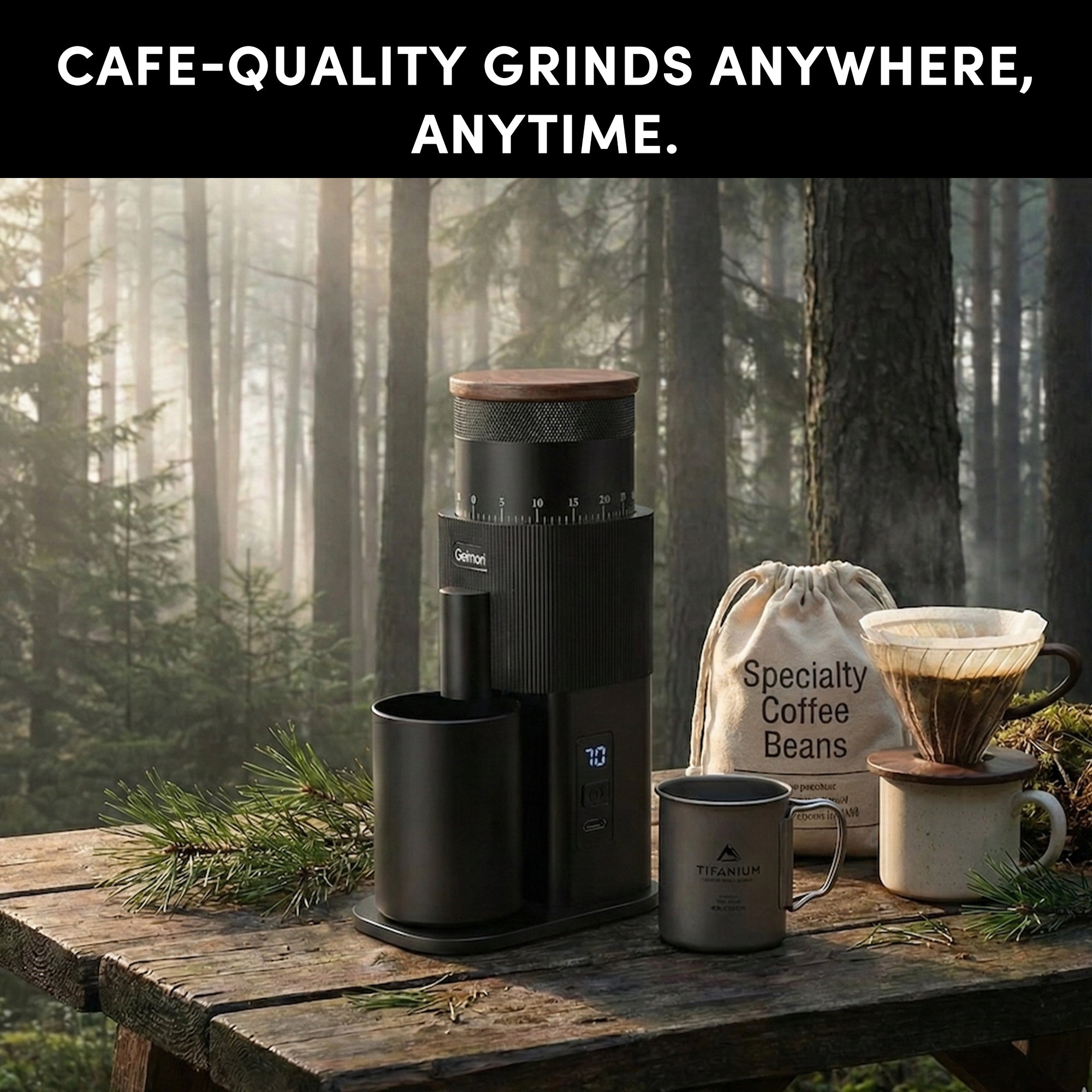 Geimori T38-The True Pro Grade Portable Coffee Grinder with 38mm Conical Burrs, 3600mAh Batteries, Stepless Grind Settings