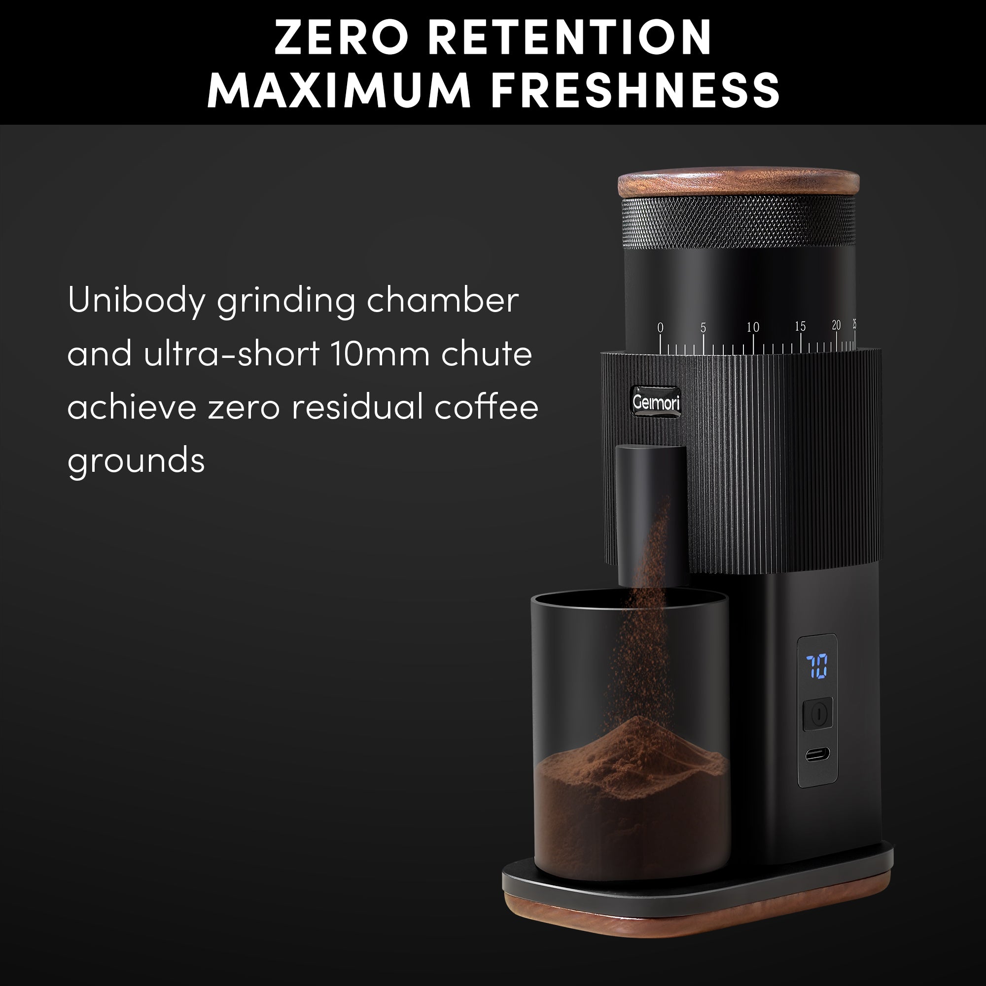 Geimori T38-The True Pro Grade Portable Coffee Grinder with 38mm Conical Burrs, 3600mAh Batteries, Stepless Grind Settings