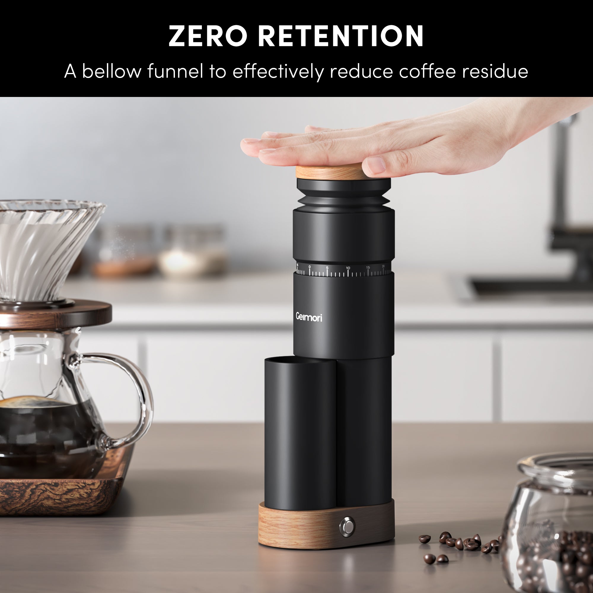 Geimori T38 Plus-The True Pro Grade Portable Coffee Grinder with 38mm Conical Burr, Anti-Static Tech, Stepless Grind Settings, Zero Retention