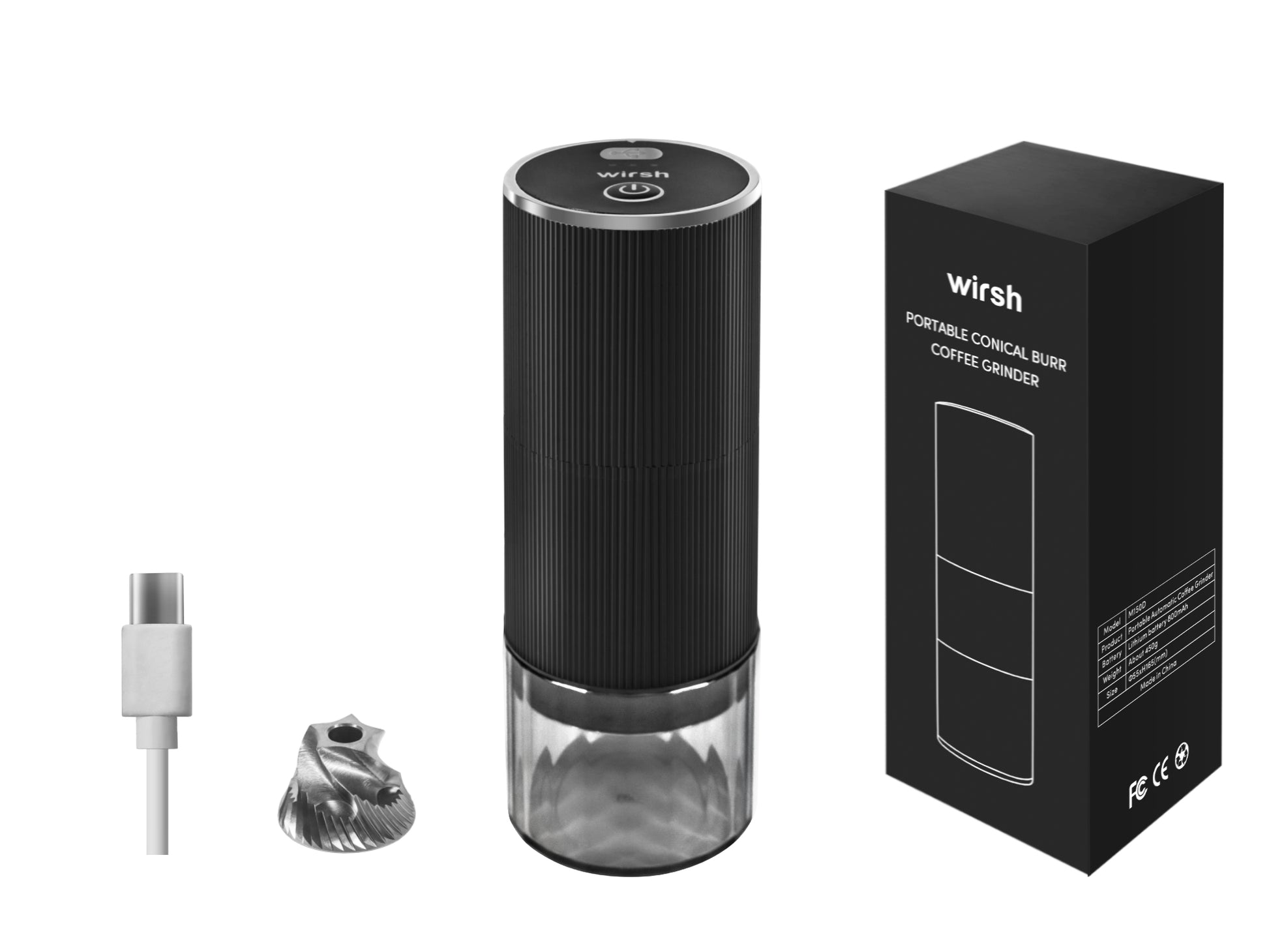 <img src="coffee grinder.jpg" alt="wirsh handle eletric burr coffee grinder with gift box"/>