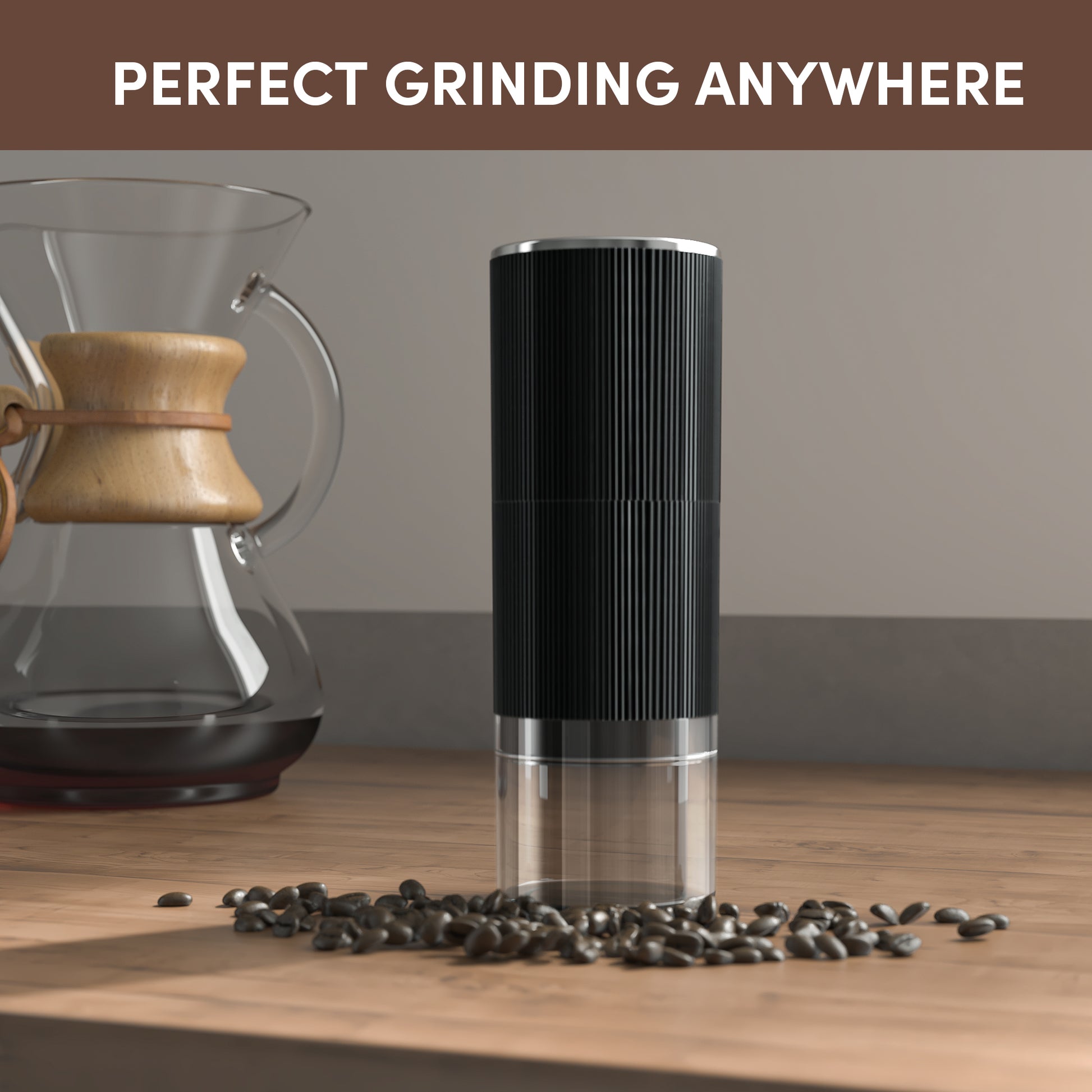 Wirsh The MillMaster Slim Burr Coffee Grinder-Rechargeable Battery Operated Coffee Grinder with Stainless Steel Conical Burr Set