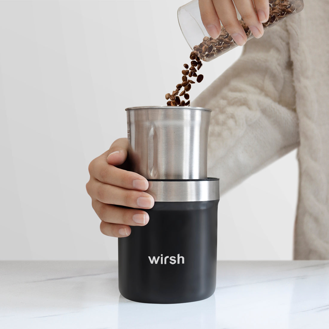 Wirsh Coffee Grinder - Herb grinder with Stainless Steel Blades