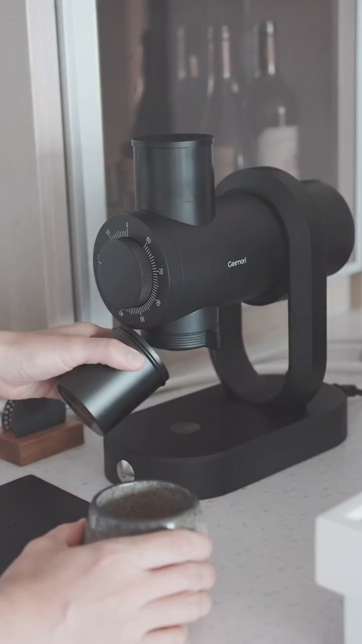 Geimori GU64 Single Dose Coffee Grinder with 64mm Flat Burr, Anti-Static Design, Stepless Adjustment, Adjustable RPM, Zero Retention