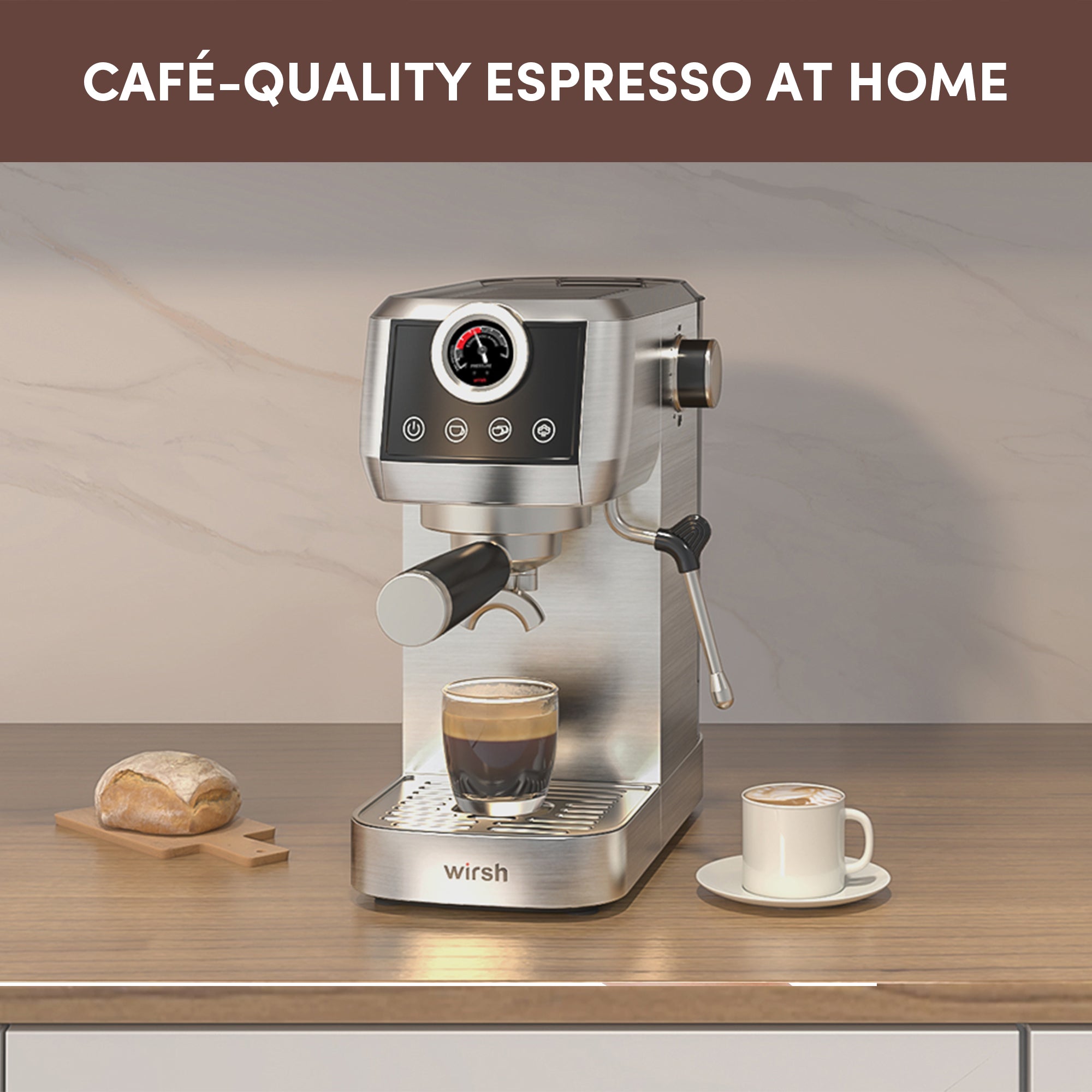 Wirsh Home Barista Plus Espresso Machine + Geimori GU38 Single Dose Co