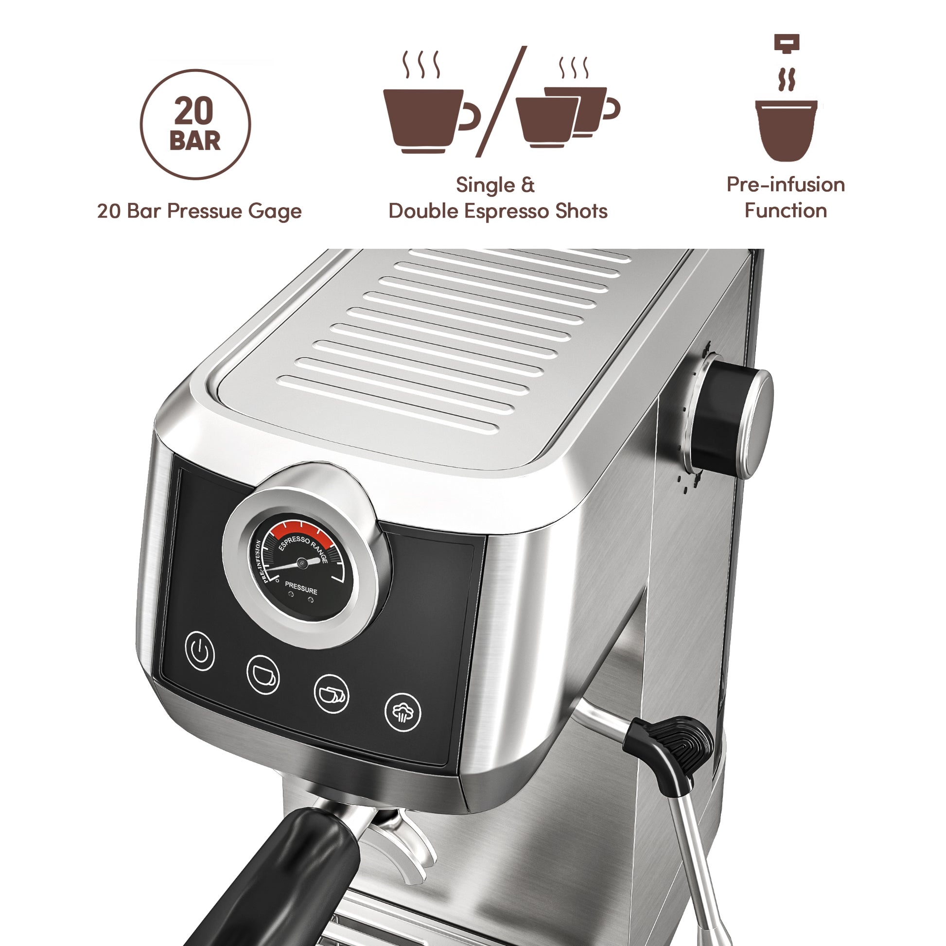 Wirsh Espresso Machine: 15 Bar Maker with Commercial Steamer for Latte