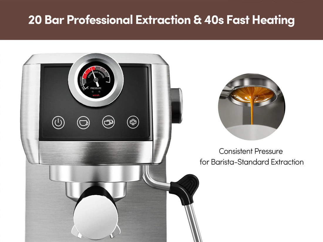 Wirsh espresso machine with 20bar extraction and 40s fast heating slider_item_dgbUTK