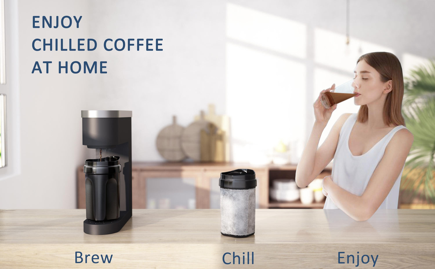 Wirsh Iced Coffee Maker, Instant Beverage Chiller ready in One Minute,