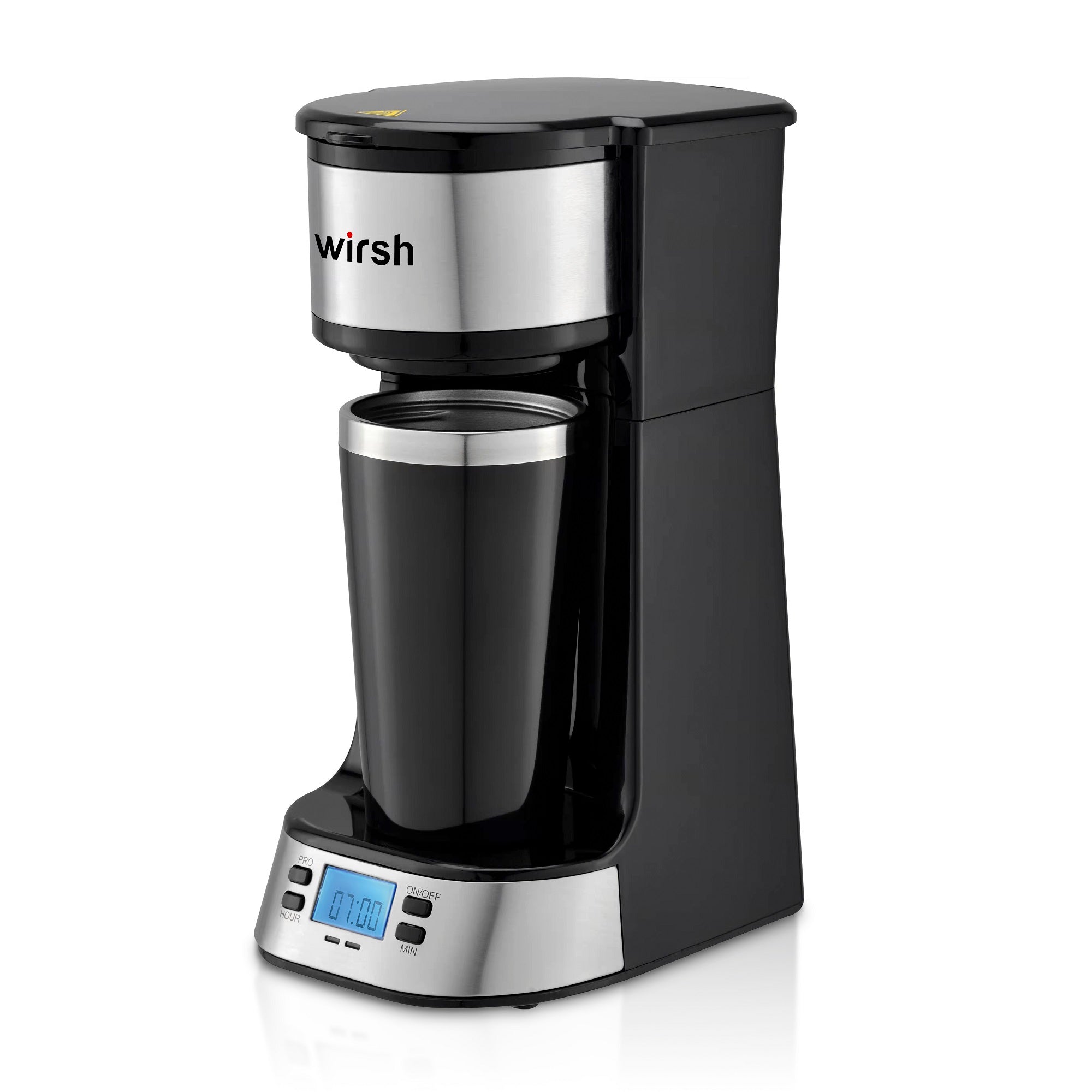 Wirsh Single Serve Coffee Maker with Programmable Timer and Travel Mug