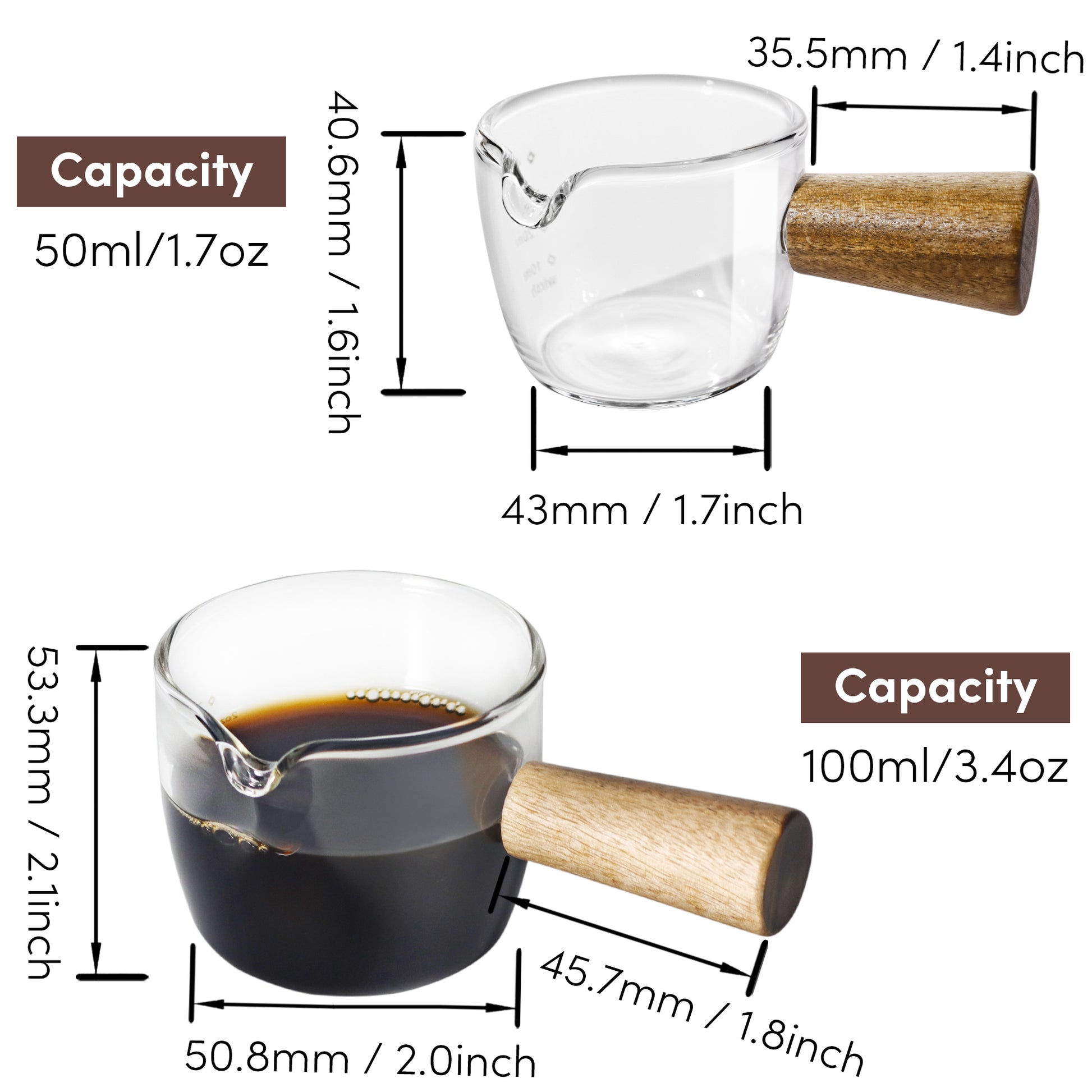 Glass Measuring Cups, Espresso Scale Cup, Glass Bar Drinker
