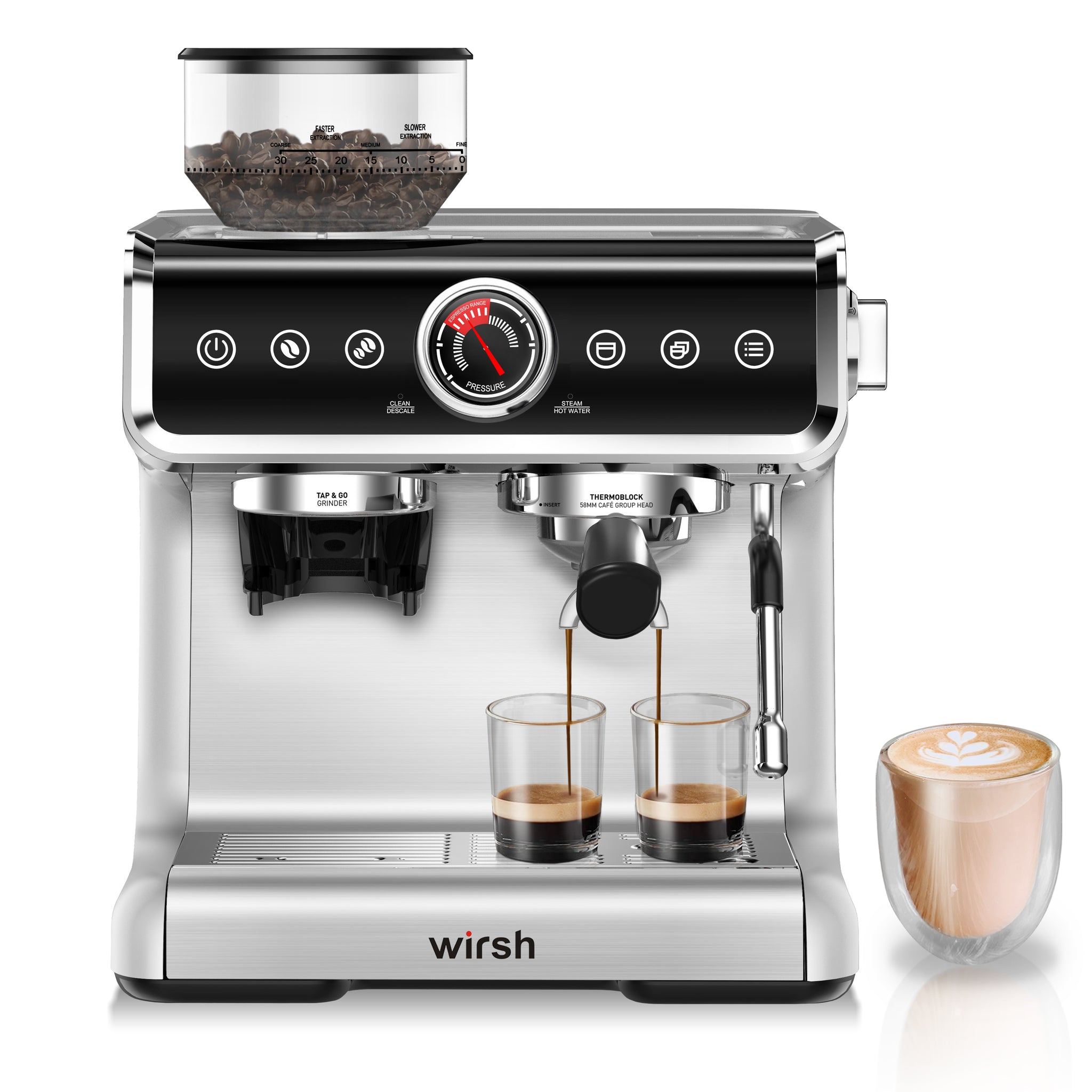 <img src="espresso machine.jpg" alt="wirsh 15 bar bean to espresso machine"/>