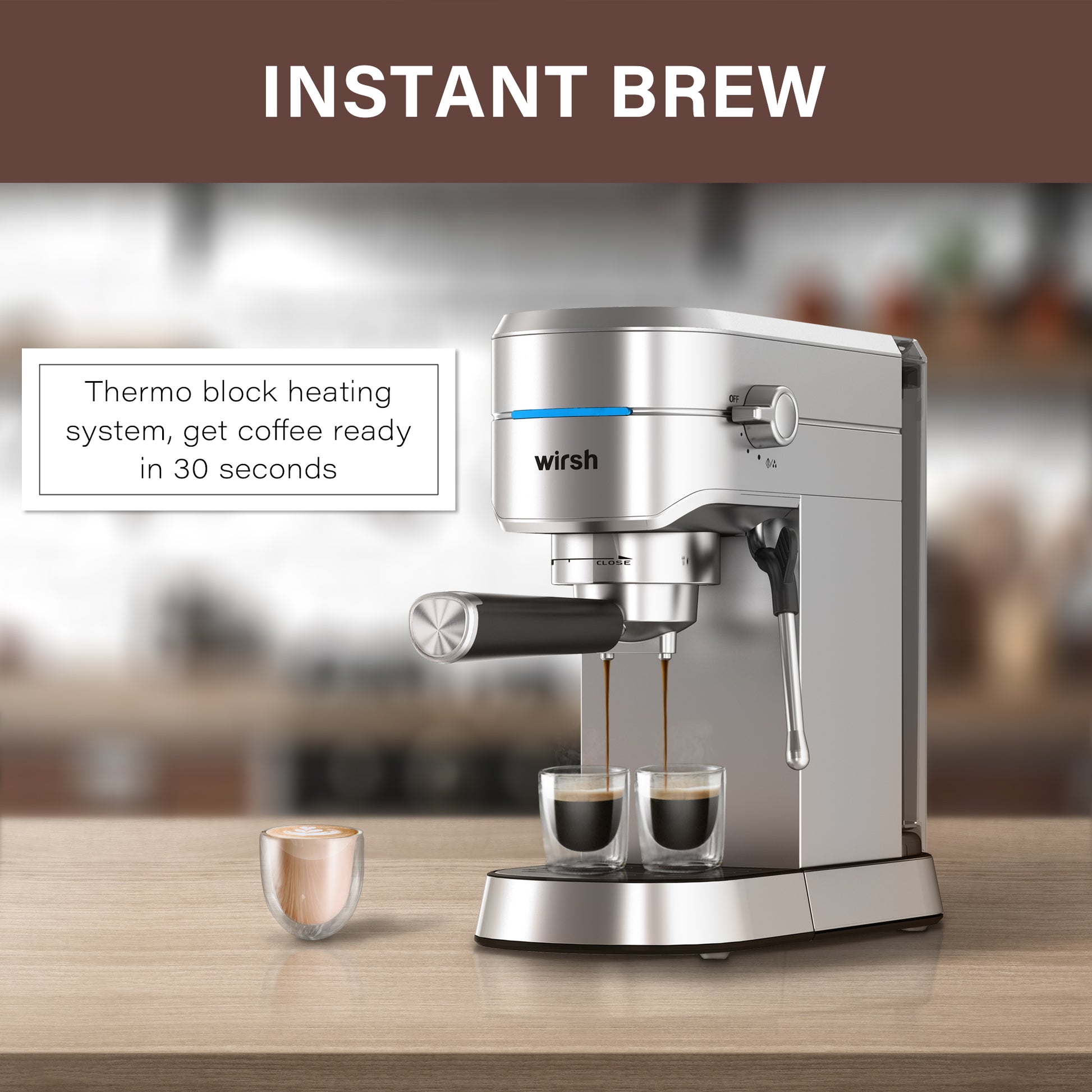 Commercial 15 Bar Grind And Brew 2in1 Coffee Machine Electric Espresso  Coffee Maker Automatic Milk Frother Coffee Grinder
