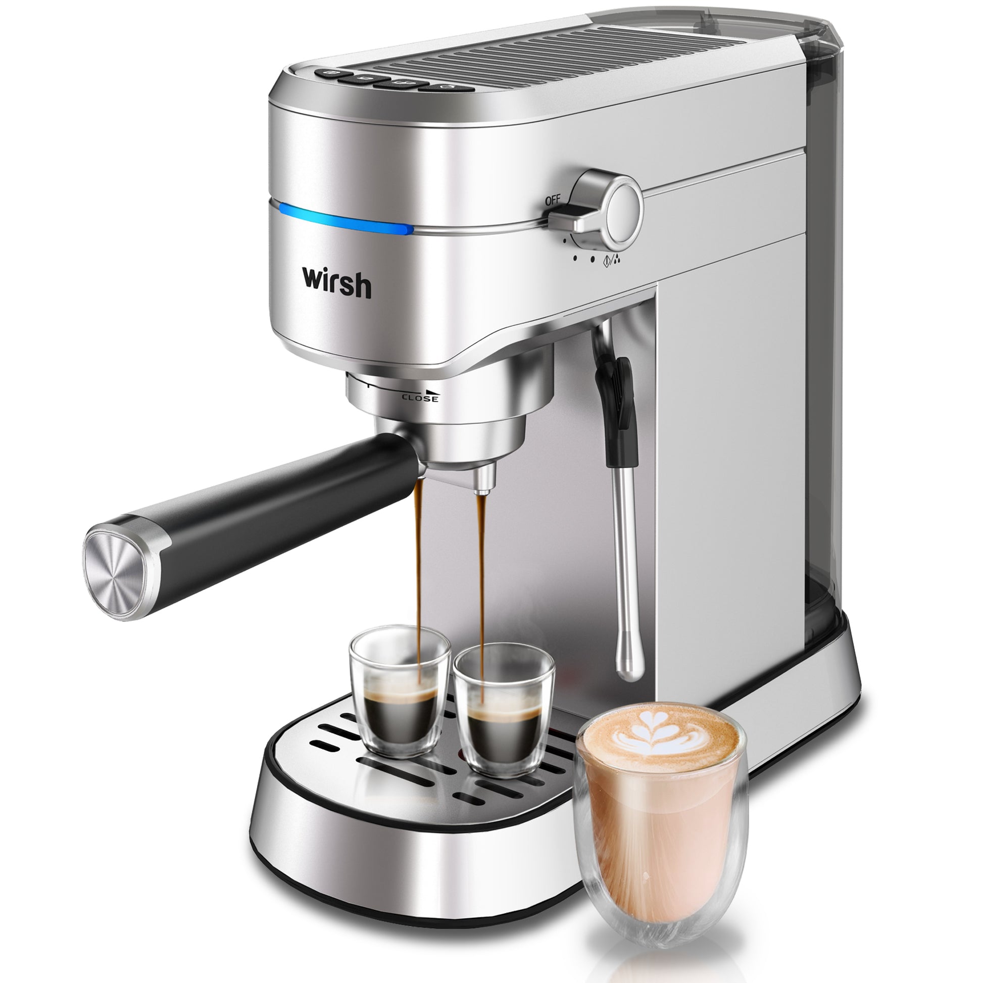 <img src="espresso machine.jpg" alt="wirsh 15bar stainless steel espresso machine"/>
