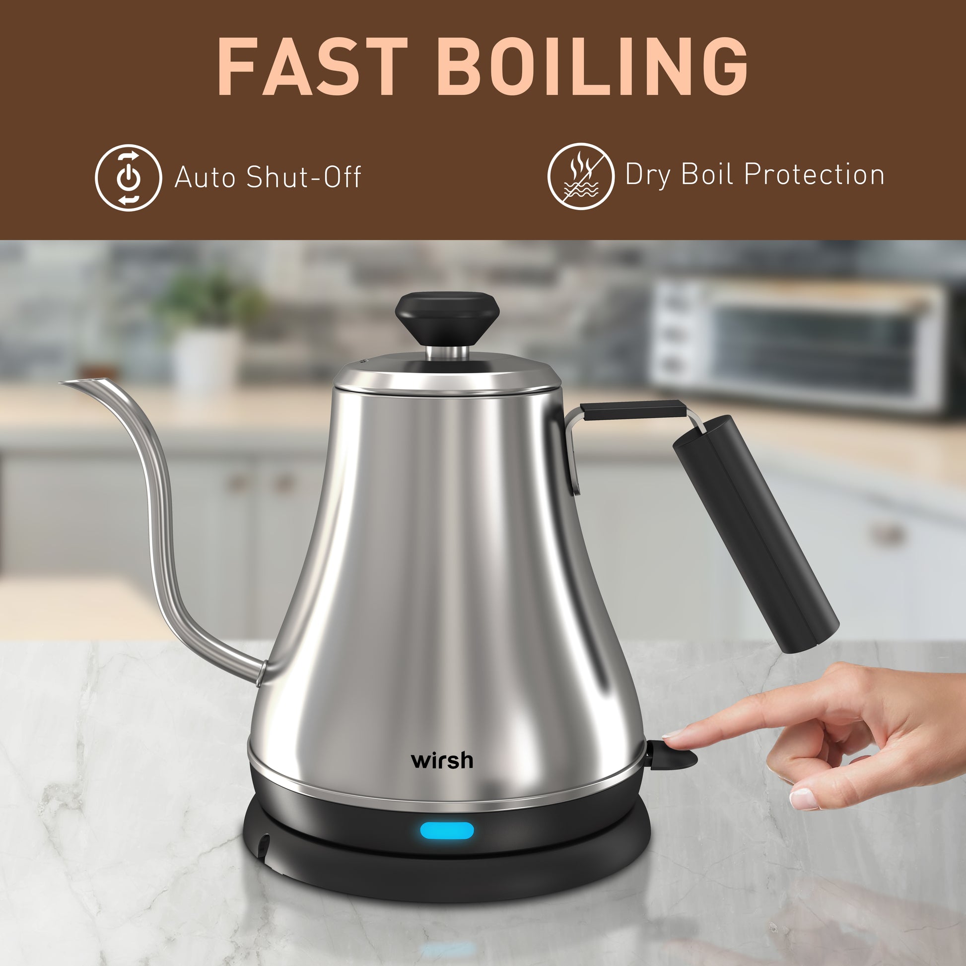 Electric Gooseneck Kettle With LCD Display Automatic Shut Off