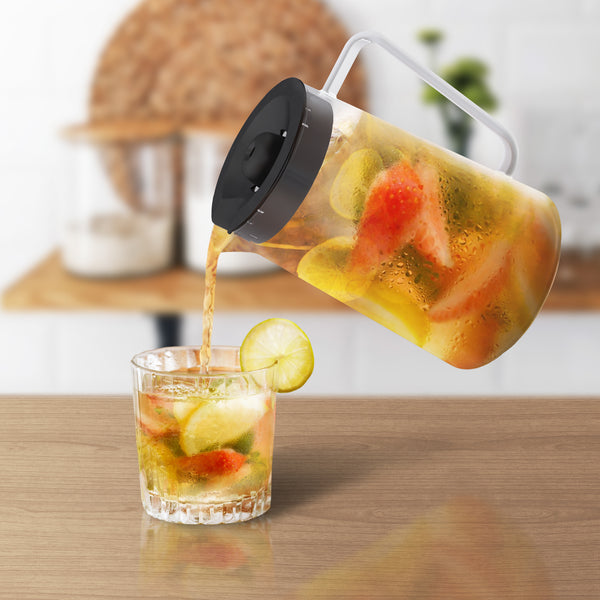 Glass Fruit Infuser Water Pitcher With Removable Lid High Heat Resistance 2  Qt