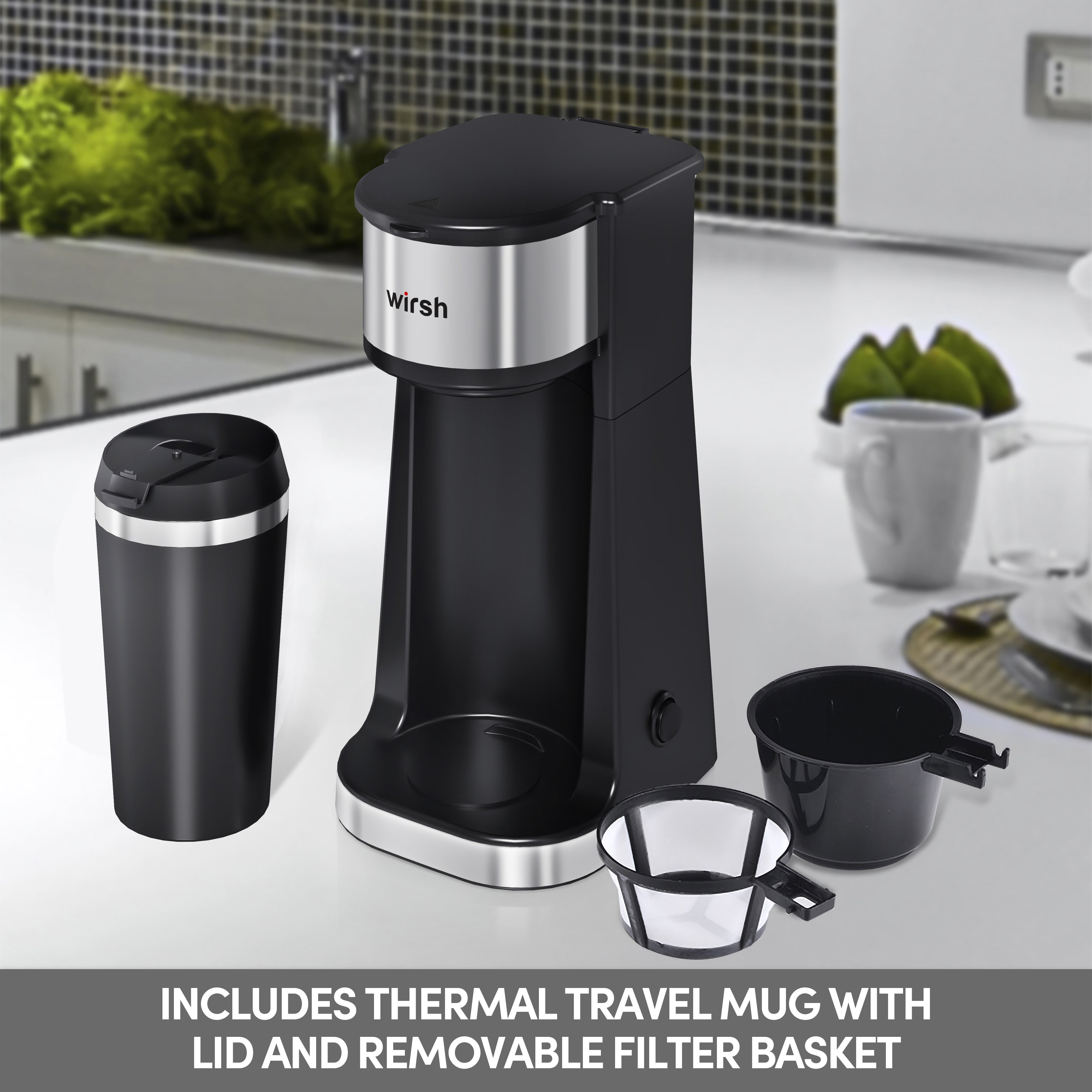 Coffee filter travel outlet mug