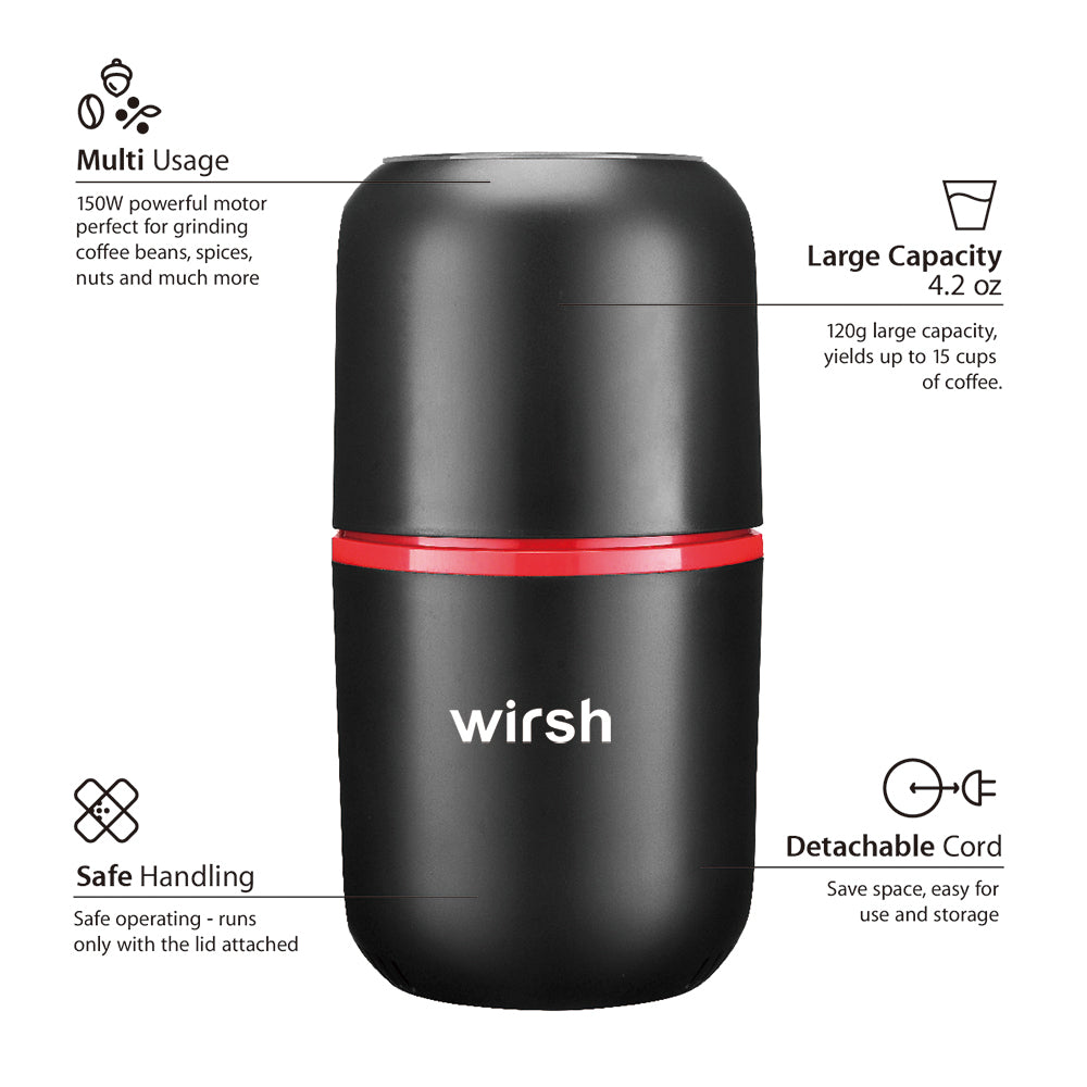 Wirsh Coffee Grinder - with Stainless Steel Blades, 15 Cups Large Capa